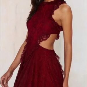 Nasty Gal Burgundy Lace Mini Dress